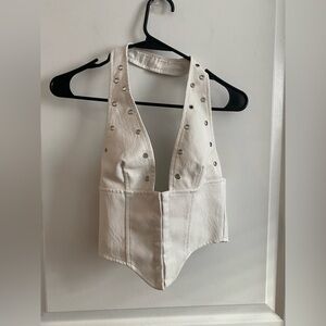 White Studded Halter Top